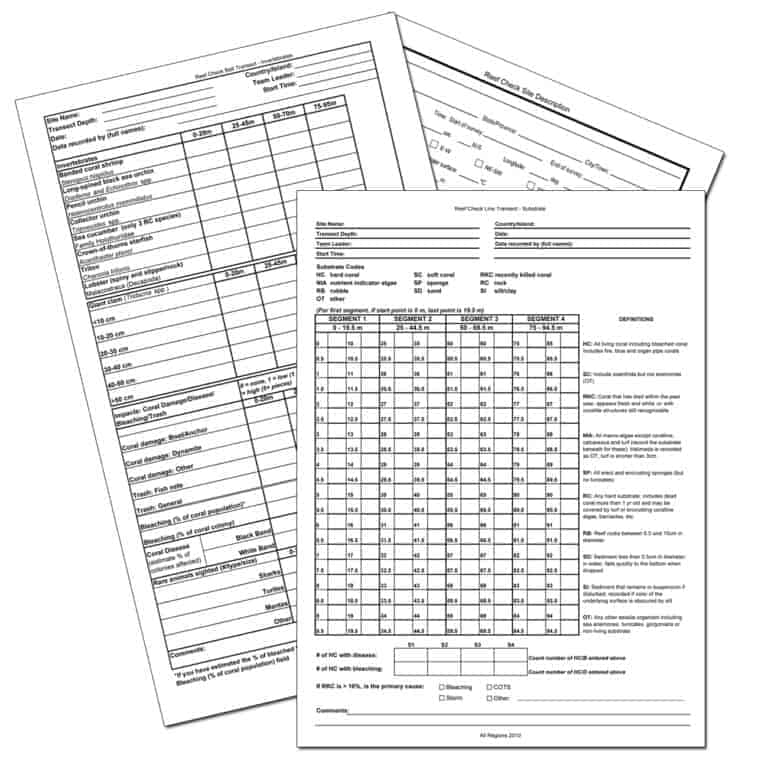 Reef Check Underwater Data Sheet Set - Reef Check